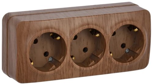 Розетка с заземлением накладная IEK Glory РС23-3-ХД 3-м. дуб фото Розетка с заземлением накладная IEK Glory РС23-3-ХД 3-м. дуб картинка